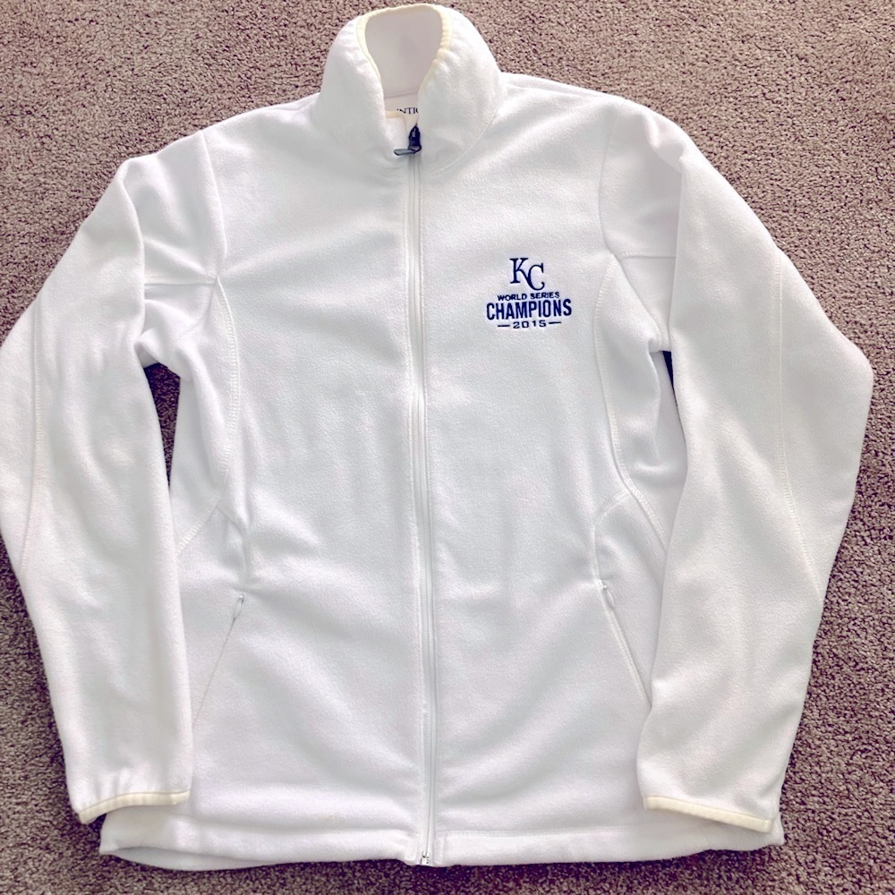 Antigua White KC Royals Embroidered Lightweight Fleece Zip Up‎ Sweater Jacket S